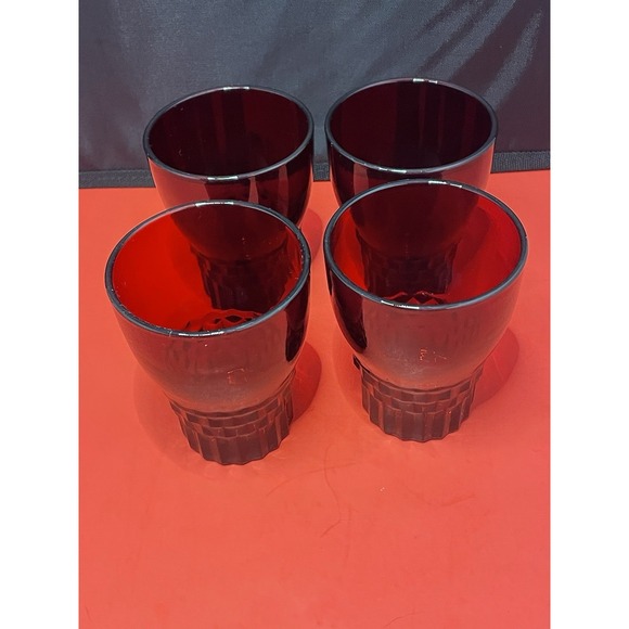 Anchor Hocking Other - 4‎ Anchor Hocking Ruby Red Glass Glasses Juice Tumbler Windsor Pattern Vintage